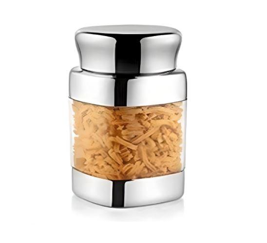 JVL Square Stainless Steel Unbreakable Designer Jar Container Canister One Piece - 500 Ml