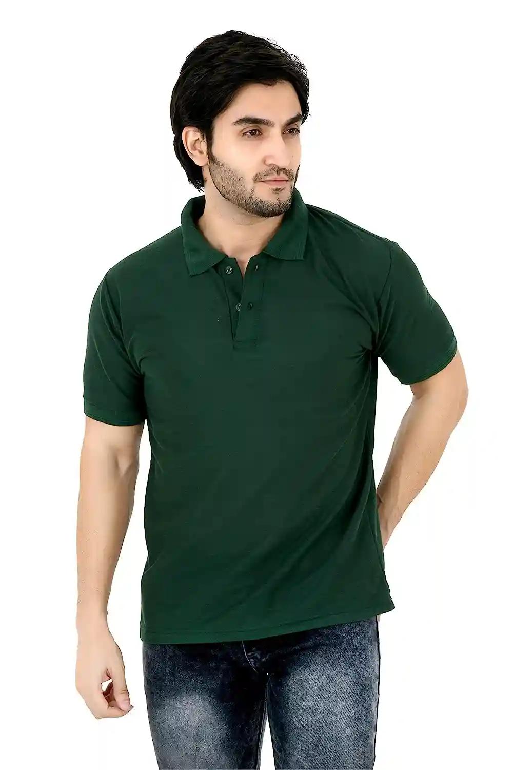 Cotton T-Shirt For Men - Dark Green (Small)