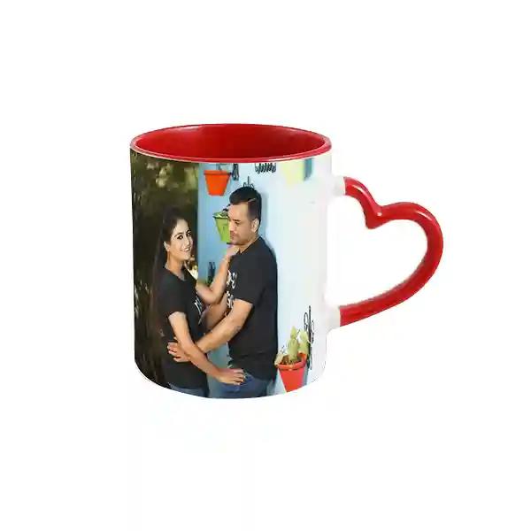 Customized Heart Handle Two-Tone Mug