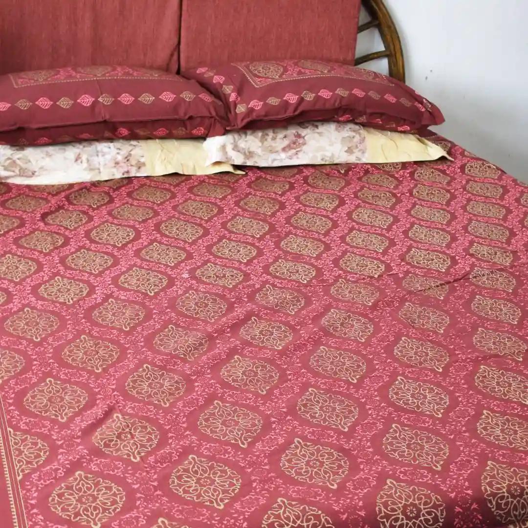 Guilded Ruby All Over Printed King Sized Bedsheet