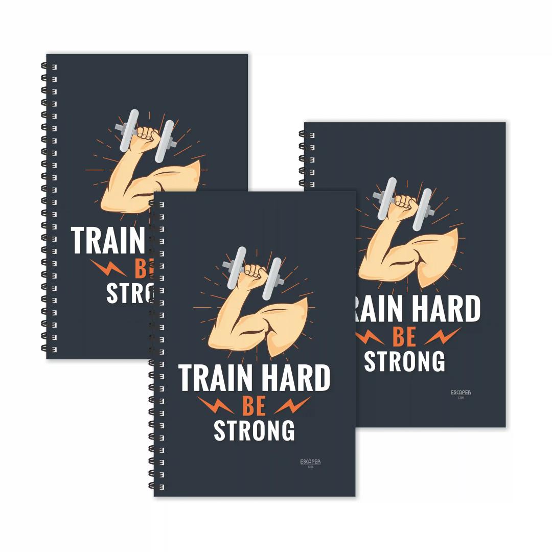 Train Hard Be Strong Motivational Ruled Diaries - Pack Of 3