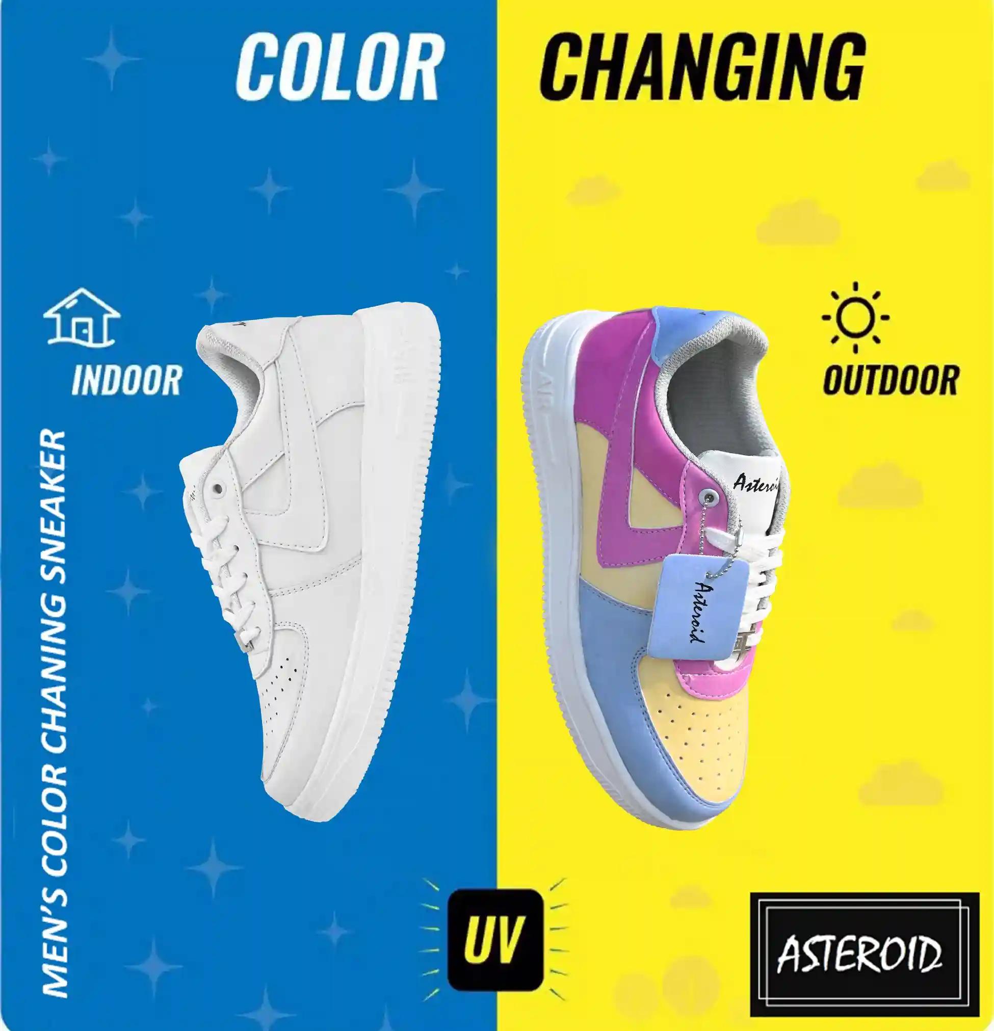 ASTEROID Outdoor Color Change Sneakers Colorblock Fancy Premium White Casual Shoes For Men - Size 6