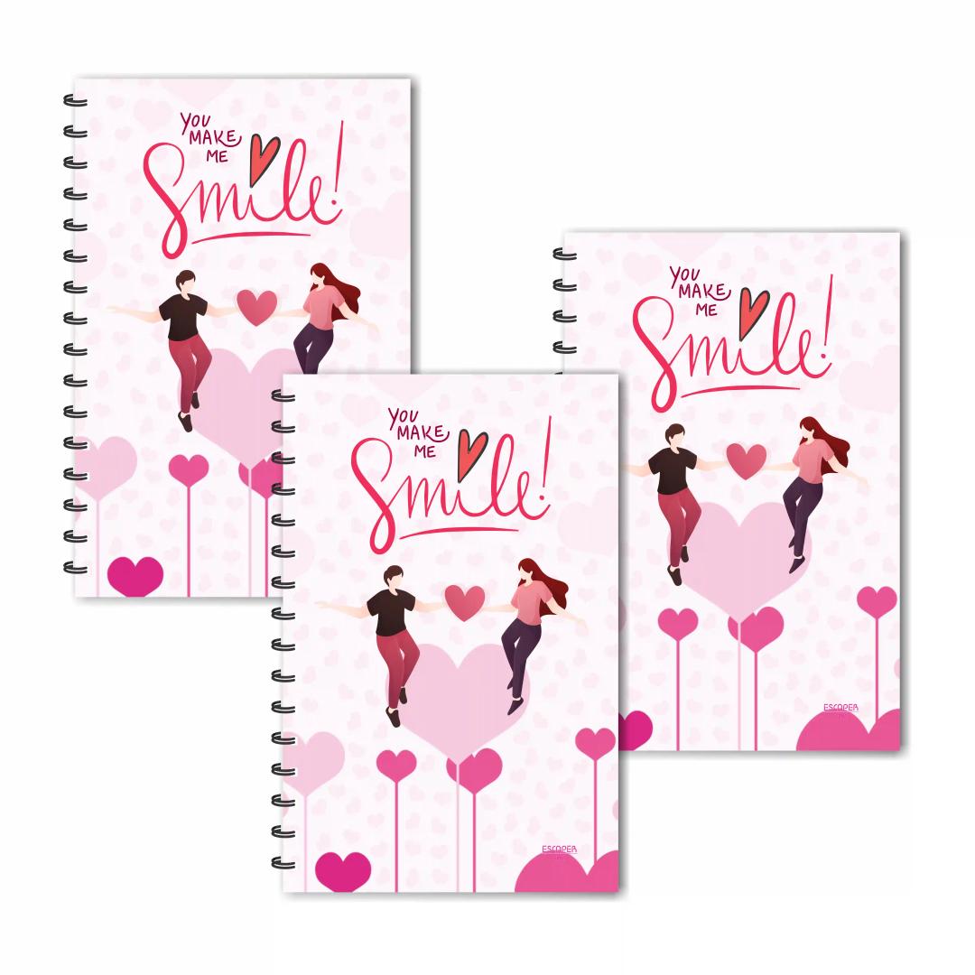 You Make Me Smile (Boy Holds Girl Hand) Designer Ruled Diaries - Pack Of 3