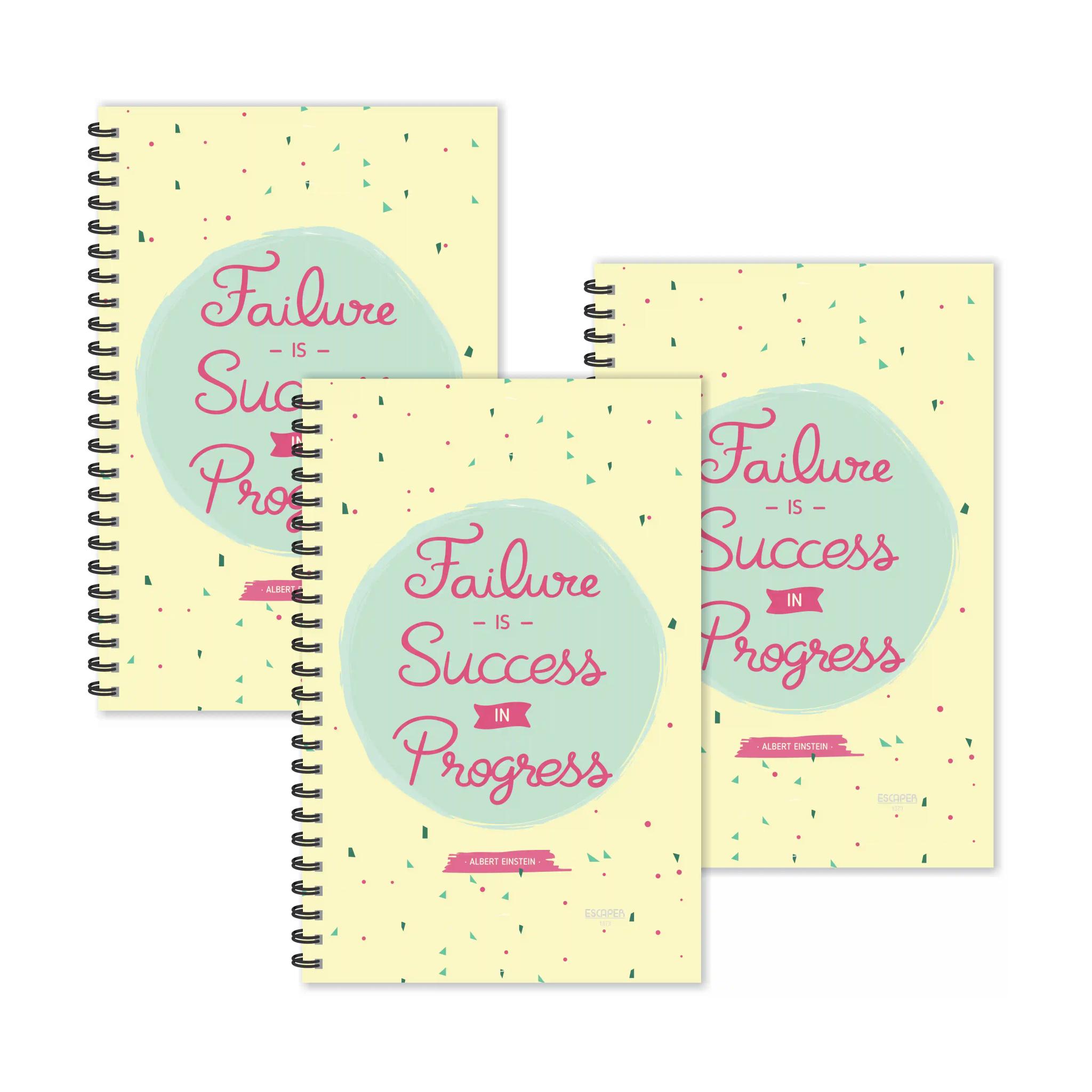 Failure Is Success In Progress Motivational Ruled Diaries - Pack Of 3