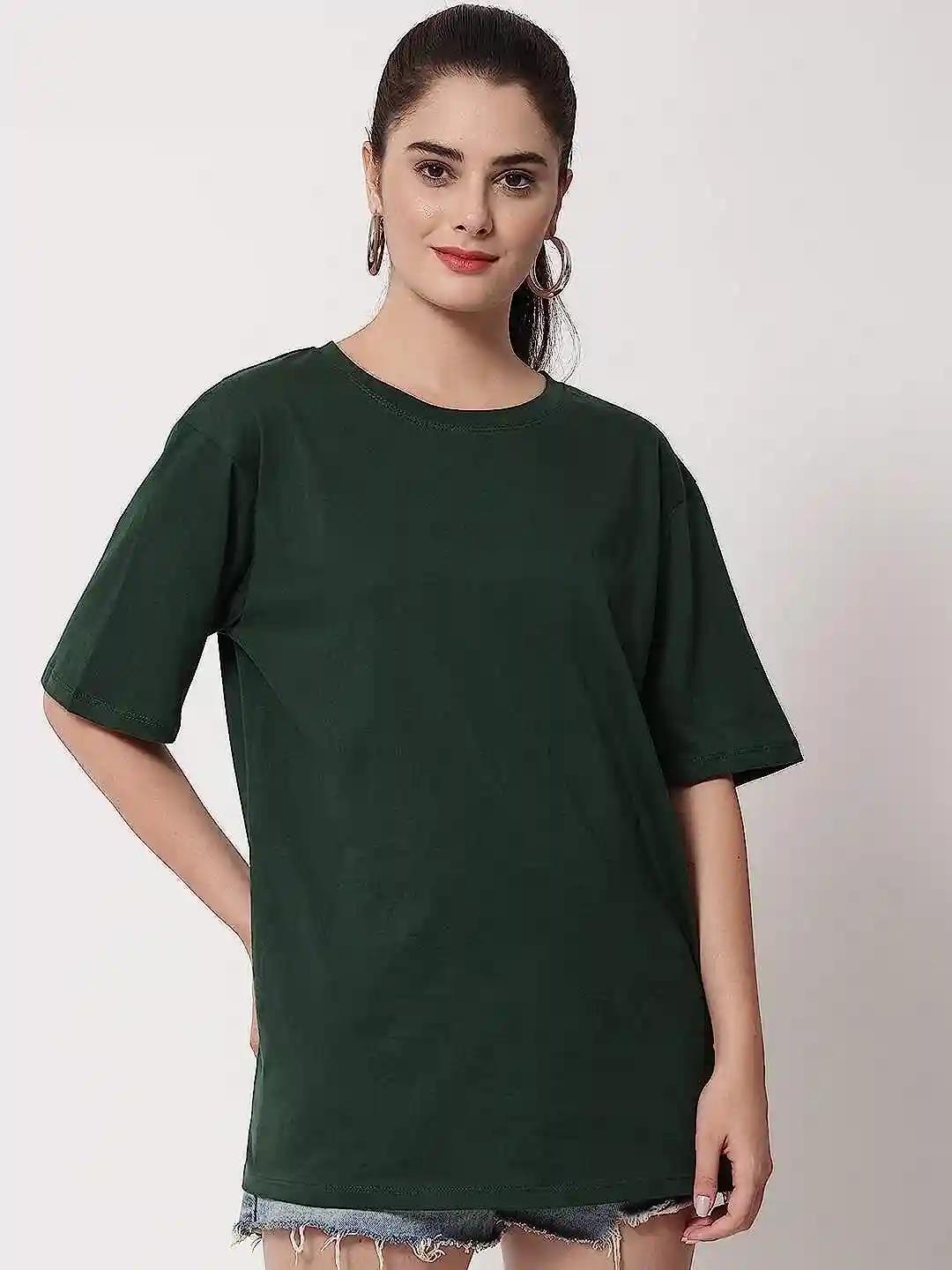 Cotton Oversized T-Shirt for Women - Green(Small)