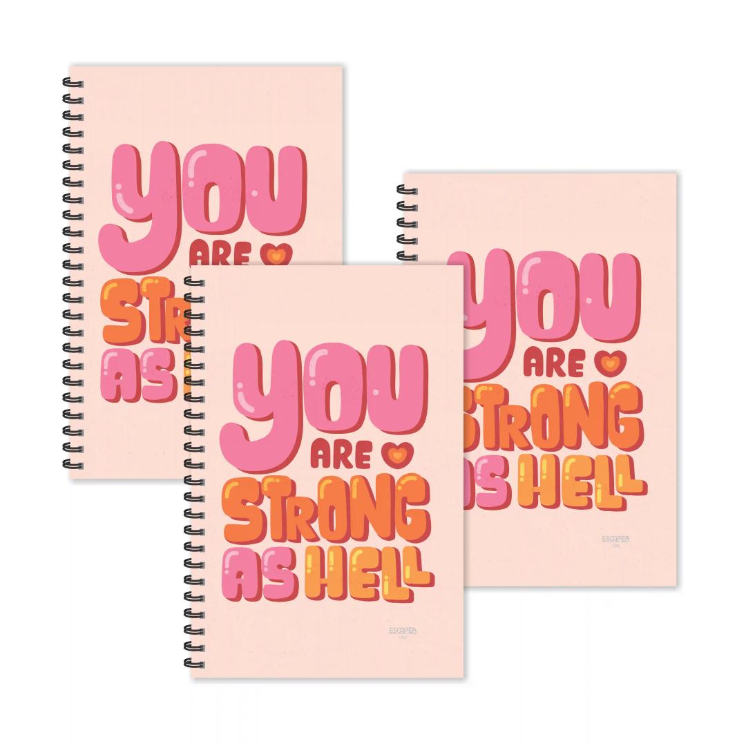 You Are Strong As Hell Motivational Ruled Diaries - Pack Of 3