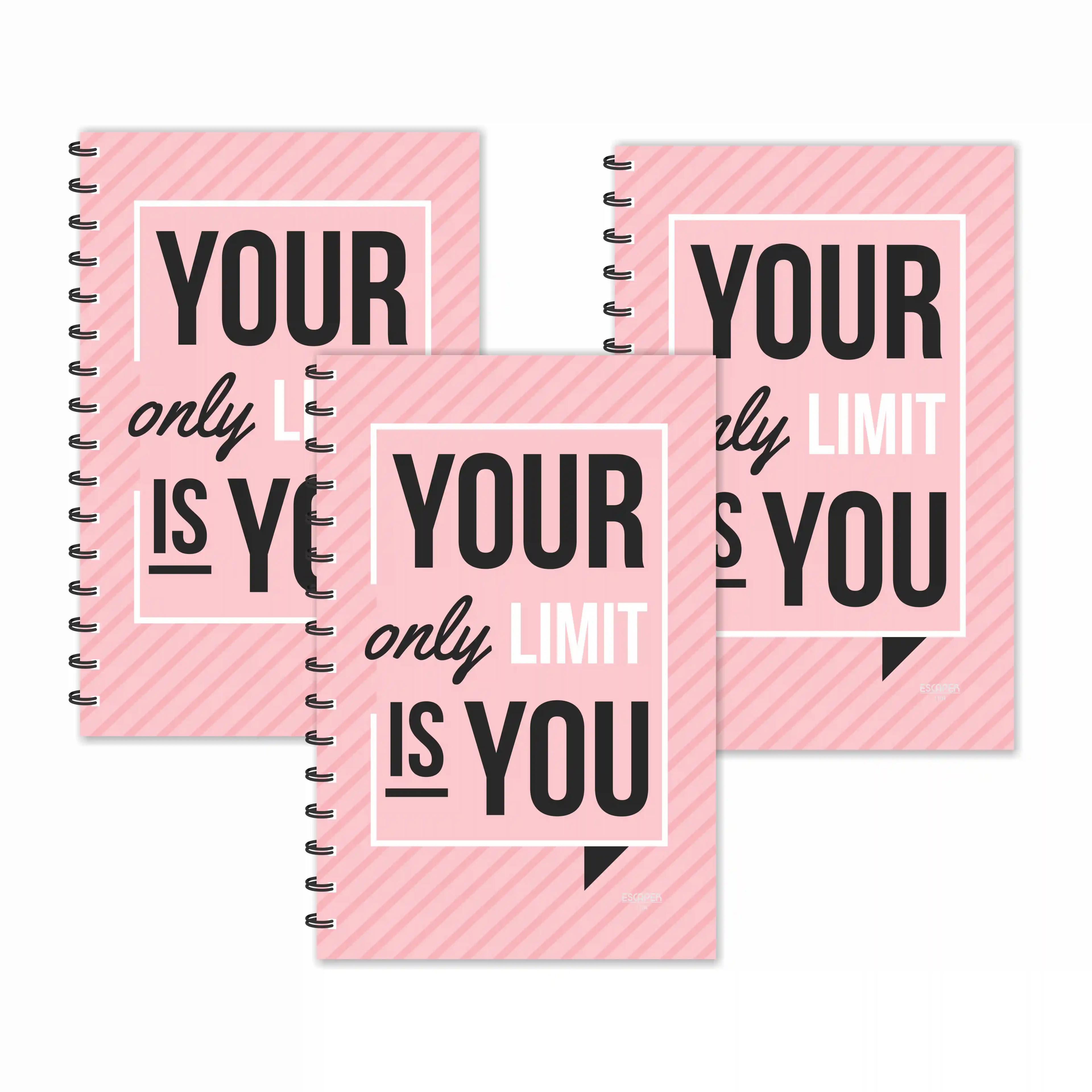 Your Only Limit Is You Motivational Diary With Quotes - Pack Of 3