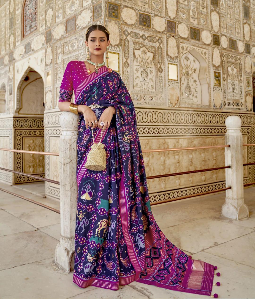 Soft Silk Patola Floral Print Saree