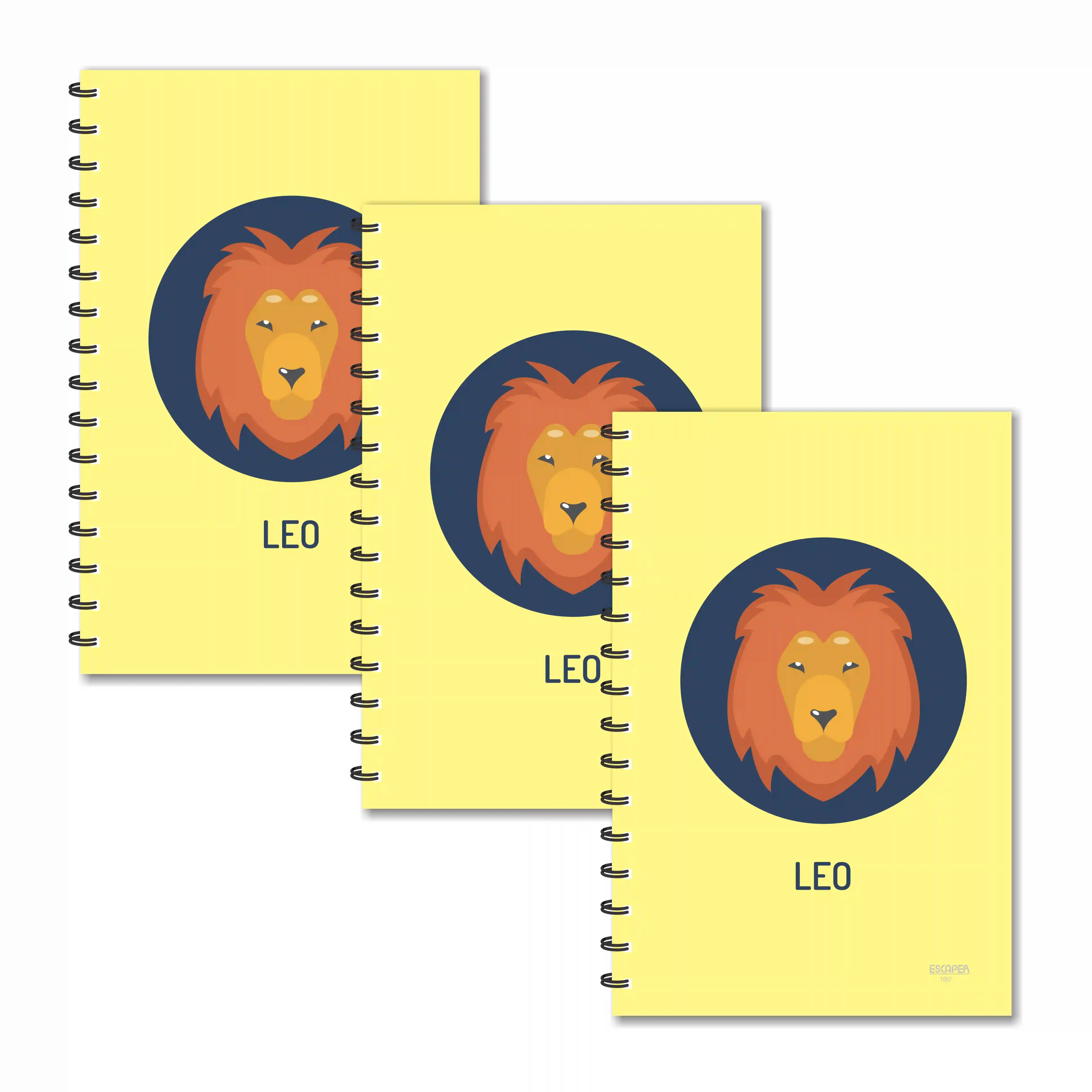 Leo Designer Zodiac Ruled Diaries - Pack Of 3