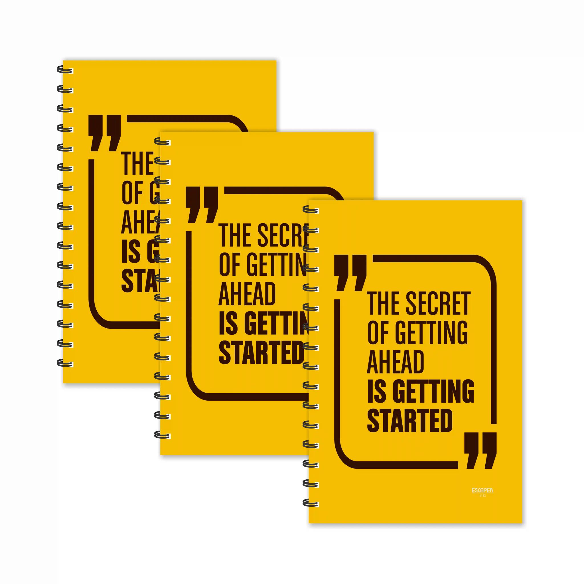 The Secret Of Getting Ahead Is Getting Started Motivational Diaries - Pack Of 3