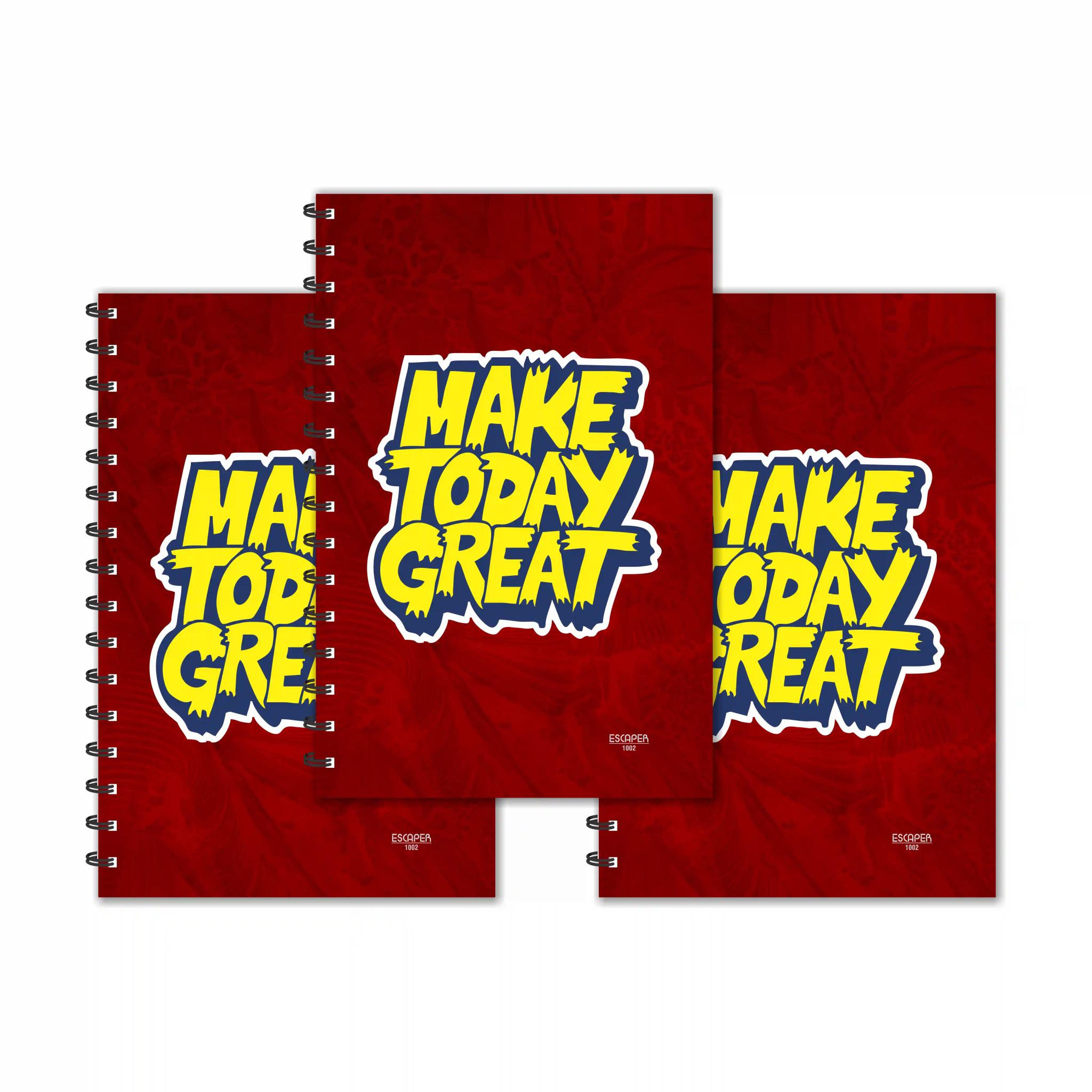 Make Great Today Designer Ruled Diaries (Red) - Pack Of 3