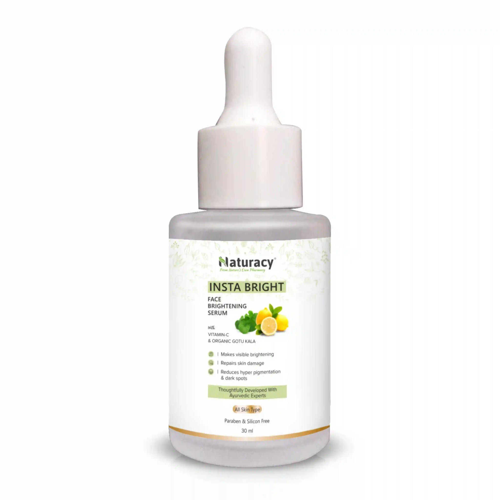 Naturacy Insta Bright Face Brightening Serum for Dark Spot Reduction & Glowing Skin - 30 Ml