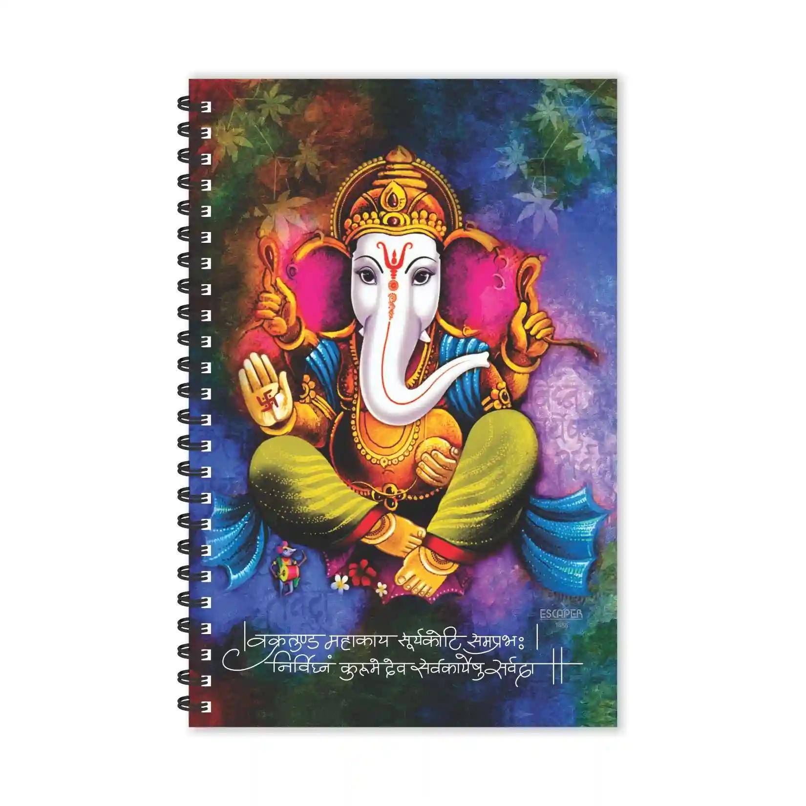 Multicolor Lord Ganesha Ruled Diaries - Pack Of 3