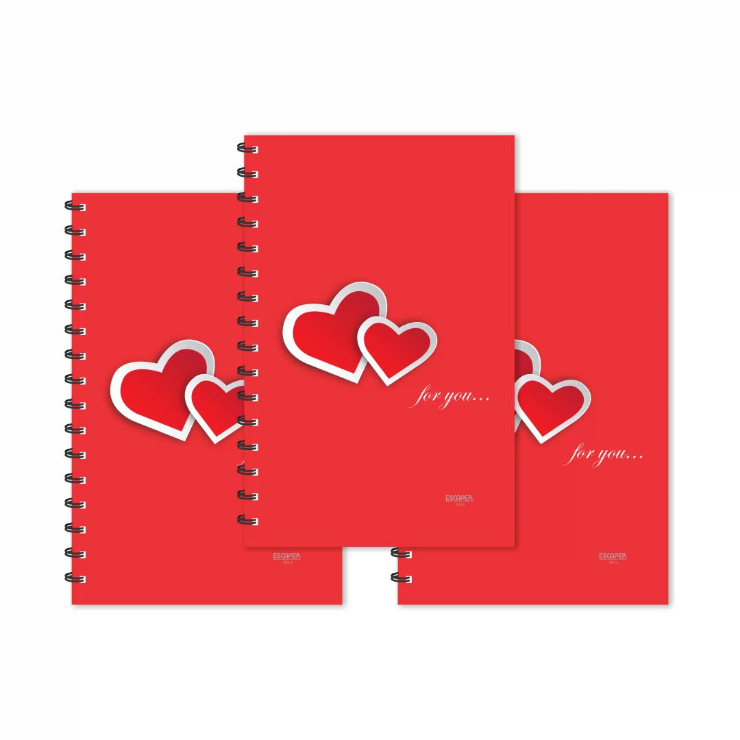 Red Hearts For You Hello Designer Ruled Diaries - Pack Of 3