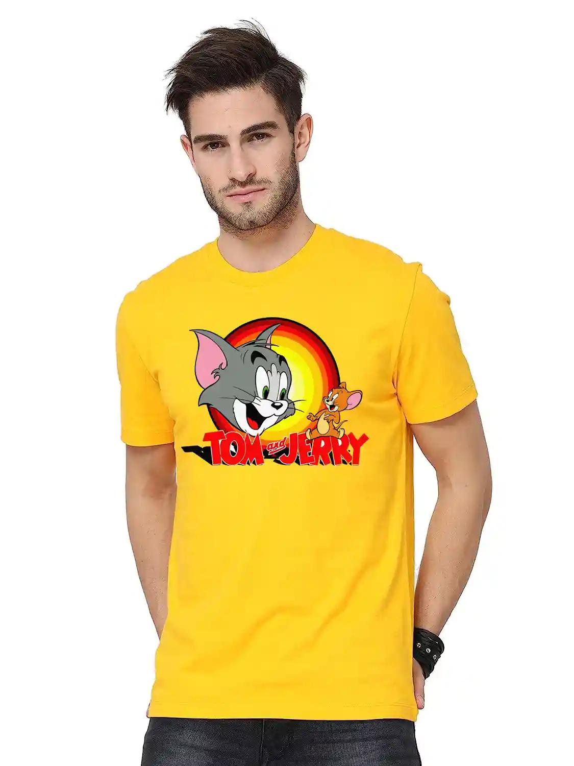 Tom & Jerry Cotton Blend Yellow T Shirt - S