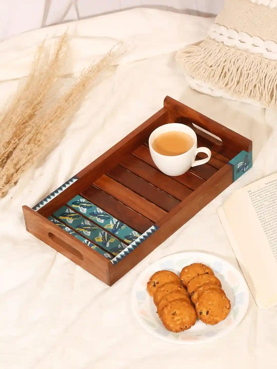 Shilpkara Shades of Leaf Handcrafted Wooden Tray