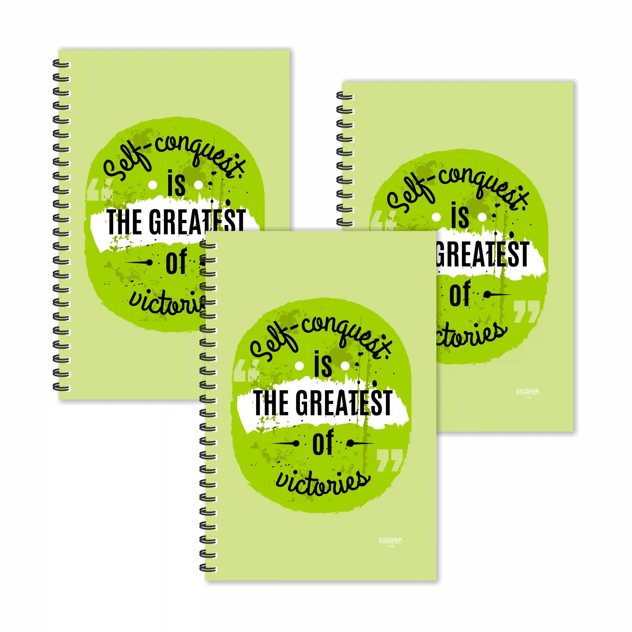 Self Conquest Is The Greatest Of The Victories Motivational Diaries - Pack Of 3