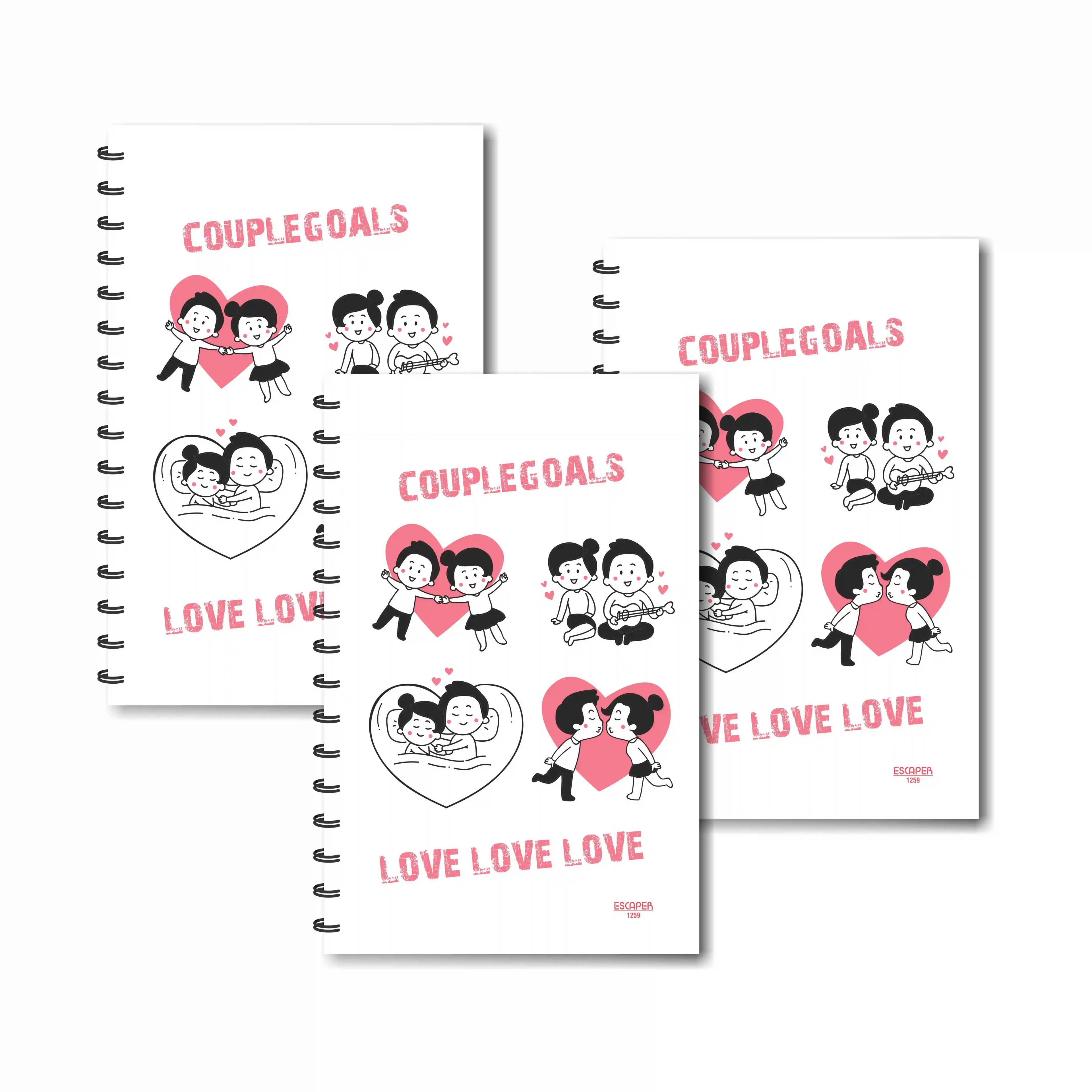 Couple Goals - Love Love Love Designer Ruled Diaries - Pack Of 3