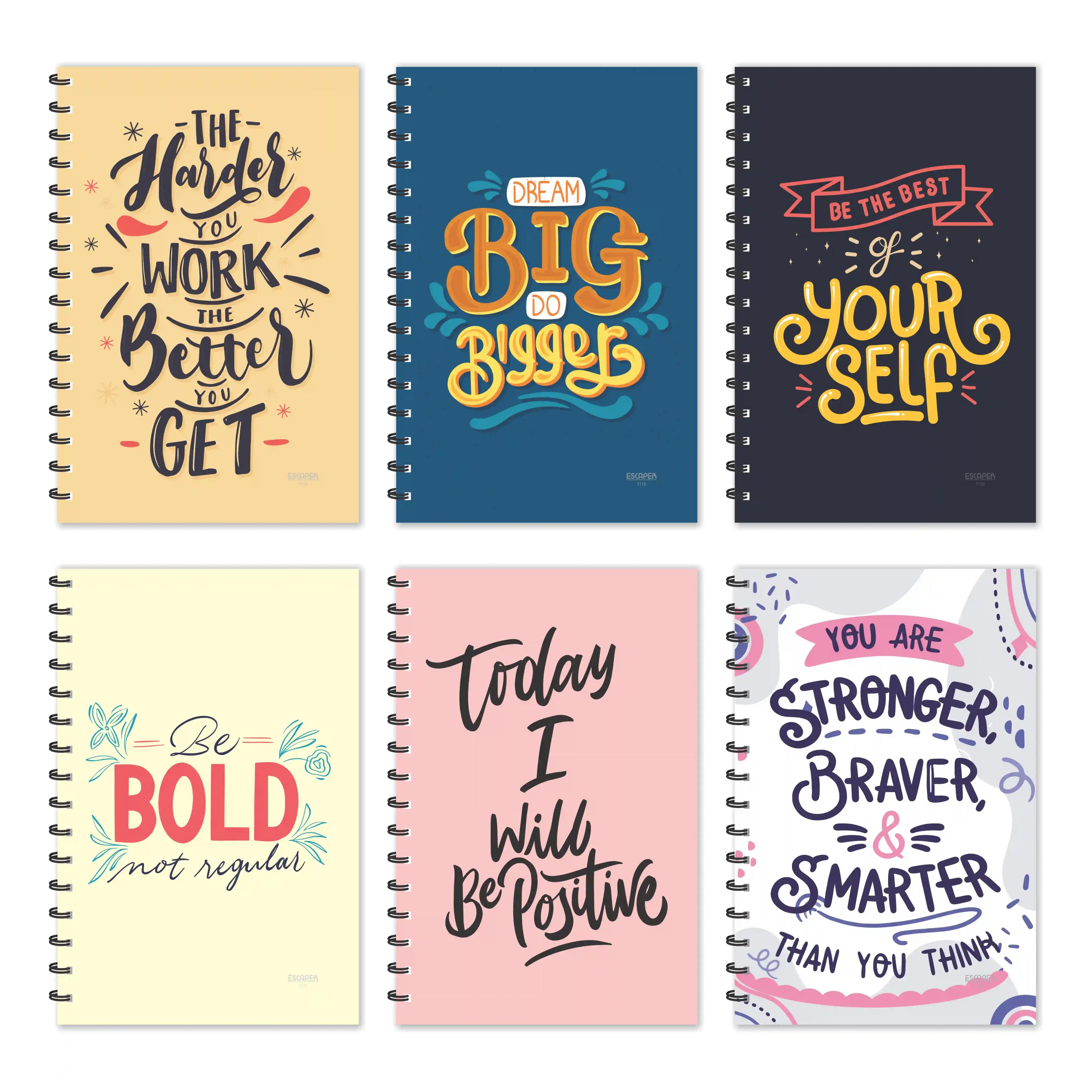 Harder Motivational Diaries - Jumbo (Pack of 6)