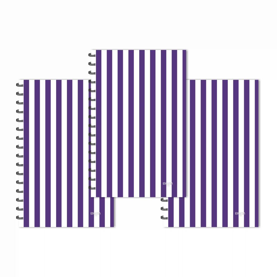 Purple Vertical Narrow Stripes Pattern Ruled Diaries - Pack Of 3