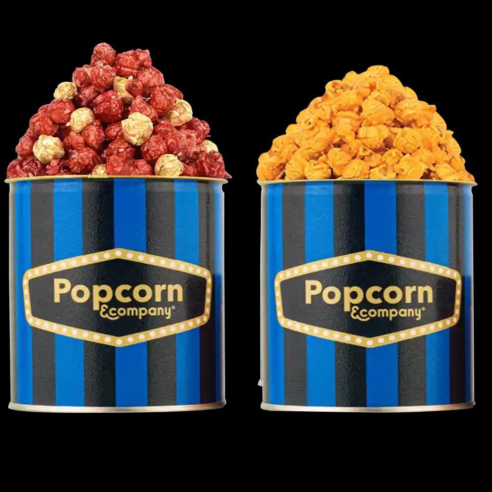 Popcorn & Company Festive Gift Combo Pack of 2 Tins (Red Velvet & Cheesy Sriracha Popcorn) - 190 Gm