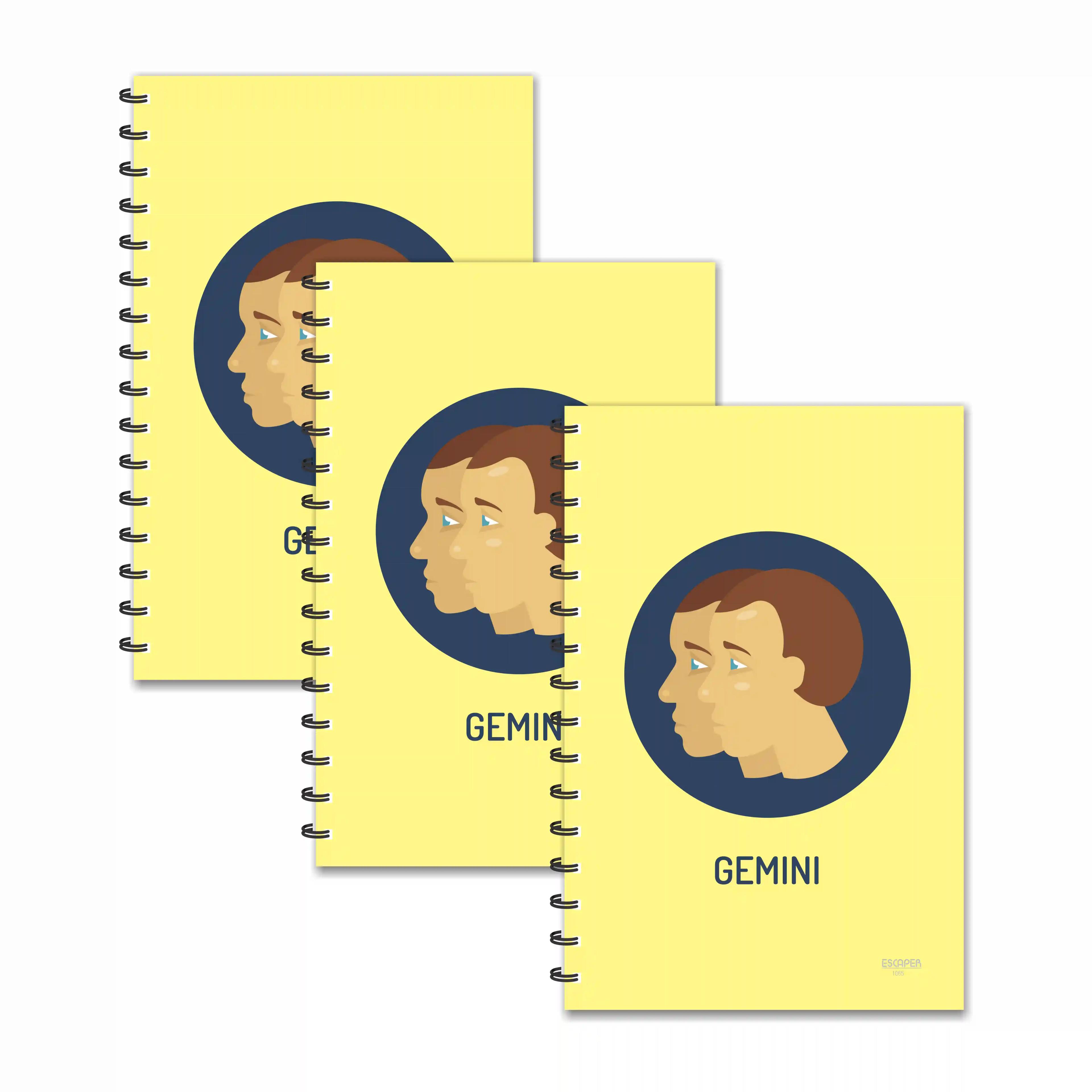 Gemini Designer Zodiac Ruled Diaries - Pack Of 3