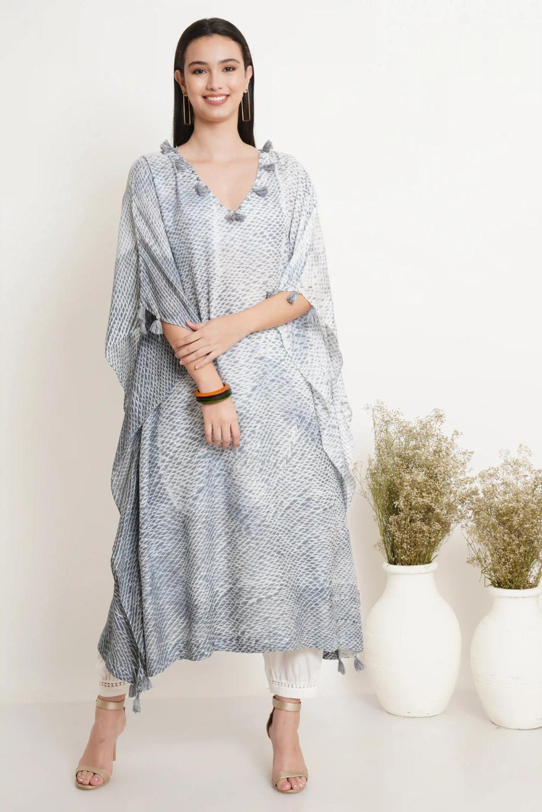 Grey Pole Tie Dye Kaftan - X-Small