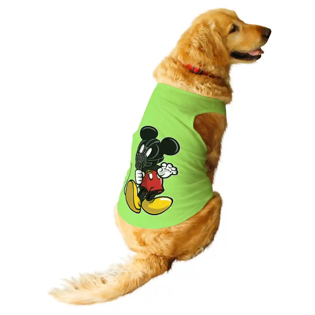 Ruse Mickey Bane Printed Dog Round Neck Vest Tank Tees For Dogs - Lime Green