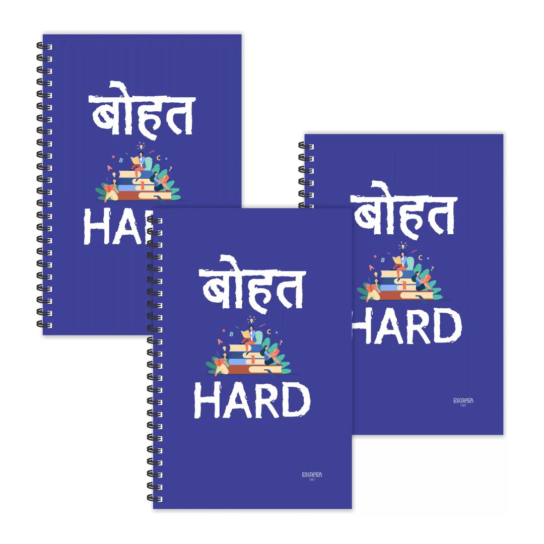 Bahut Hard Hindi Quotes Ruled Diaries - Pack Of 3