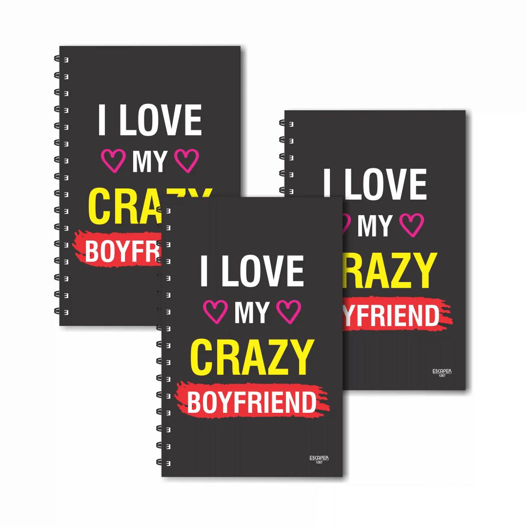 I Love My Crazy Boyfriend Designer Ruled Diaries - Pack Of 3