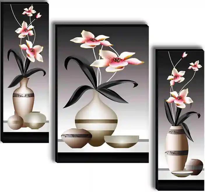 Framed Flower Vase Wall Painting for Home Decor - Pattern 169