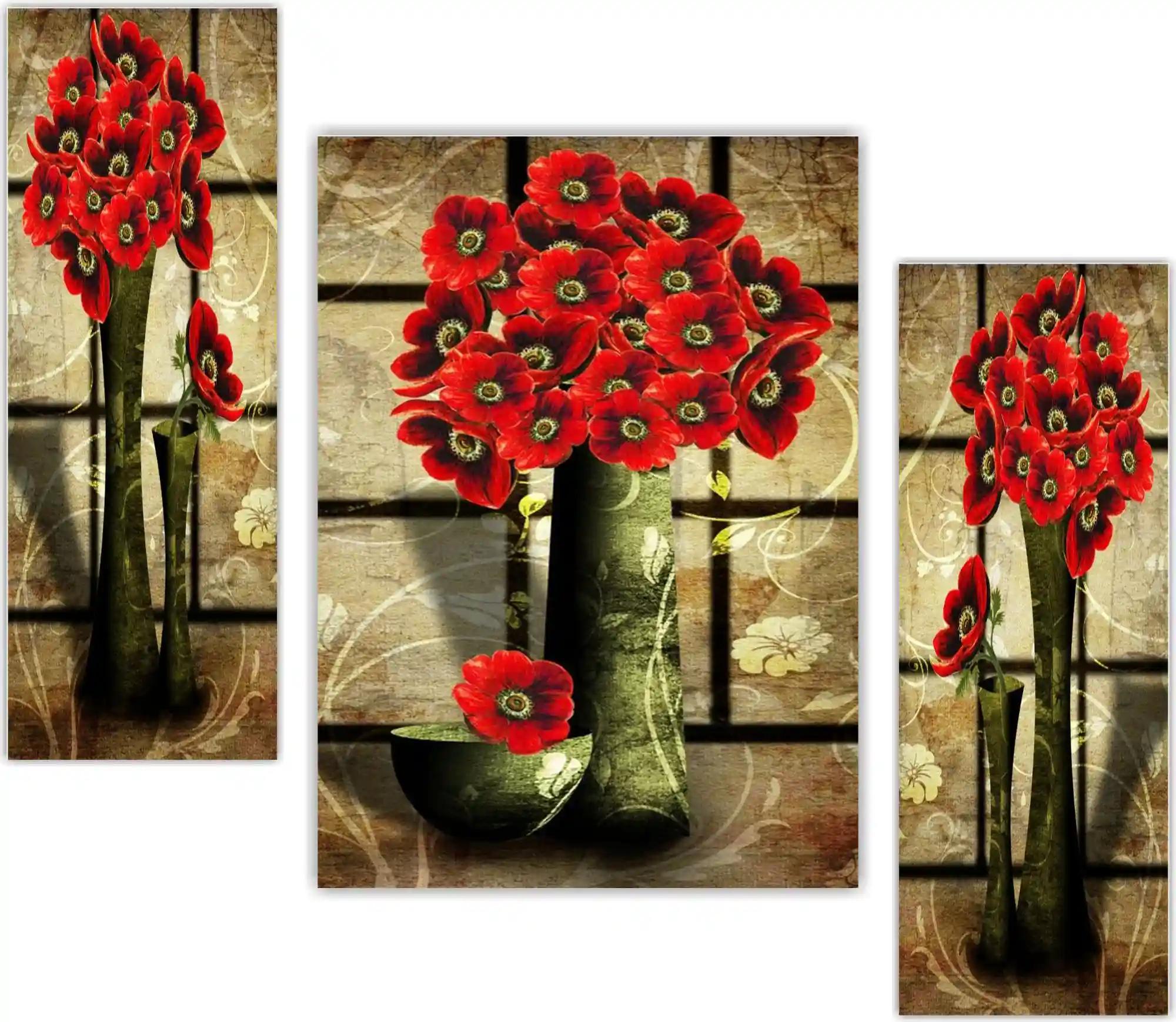 Framed Flower Wall Painting for Home Decor - Pattern 206