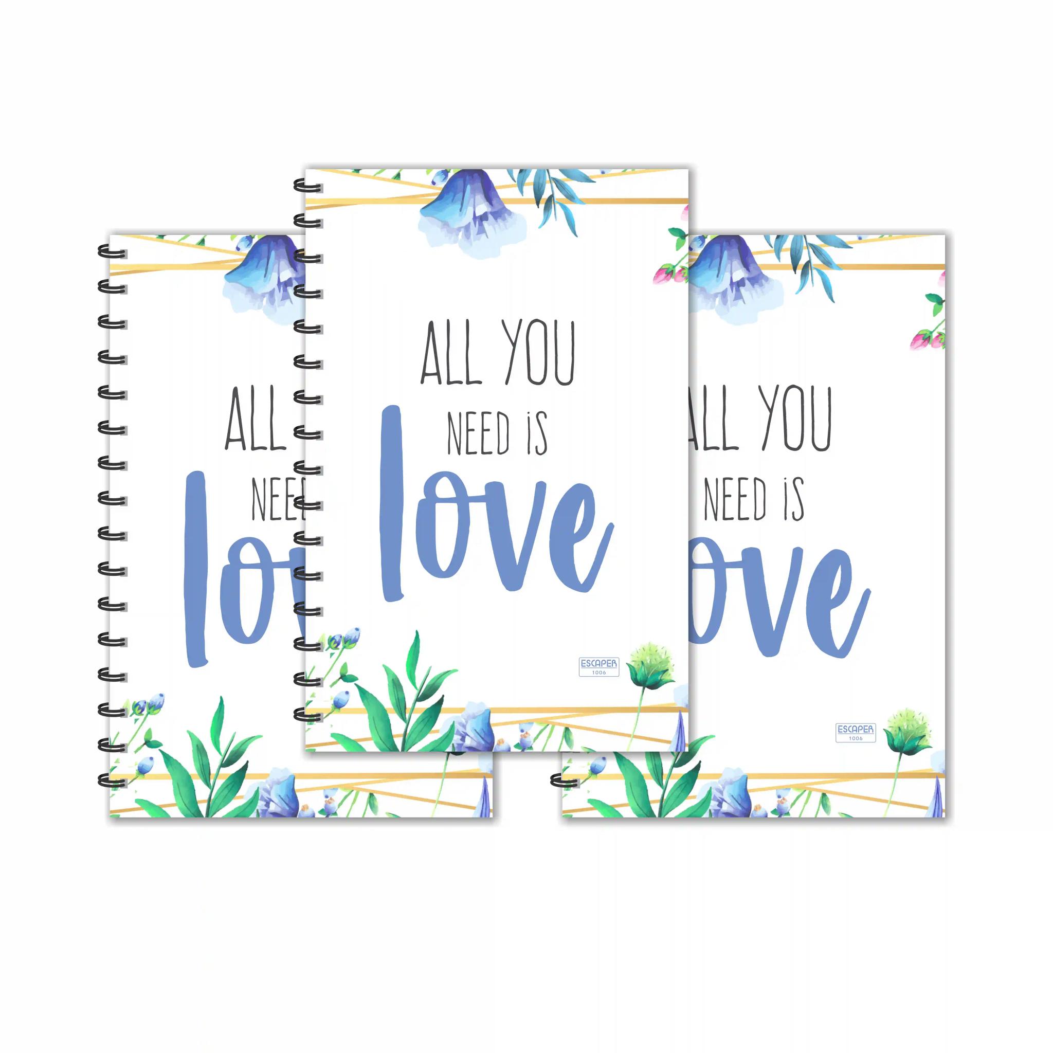 All You Need Is Love Designer Ruled Diaries - Pack Of 3