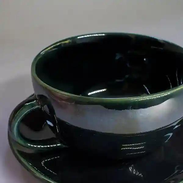 Coffee Mug With Saucer - Dark Green (Set of 1)