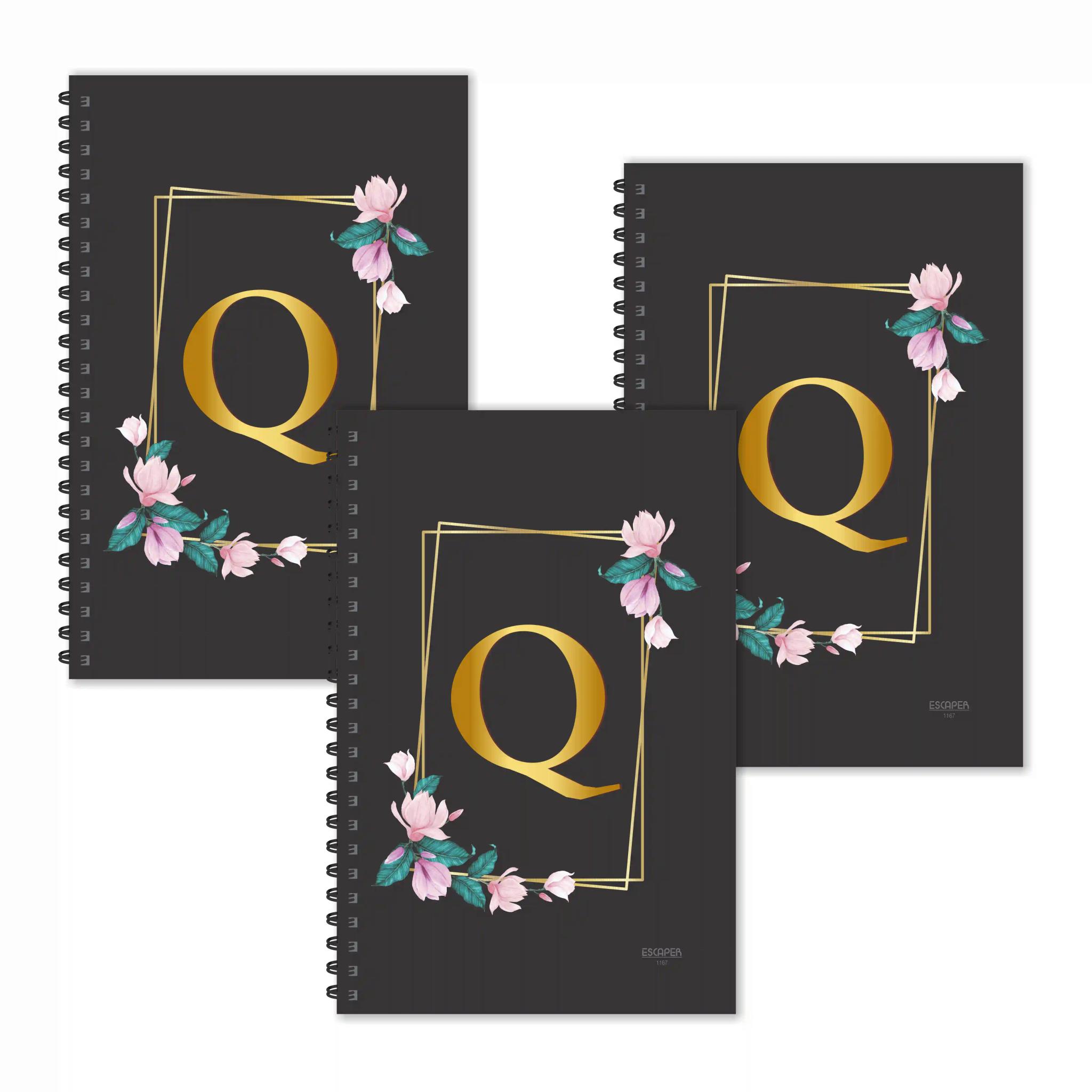 Q Letter Ruled Diaries - Pack Of 3