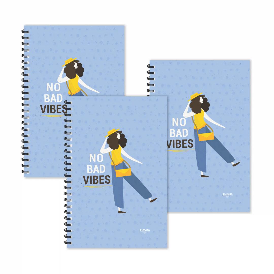 No Bad Vibes Motivational Ruled Diaries - Pack Of 3