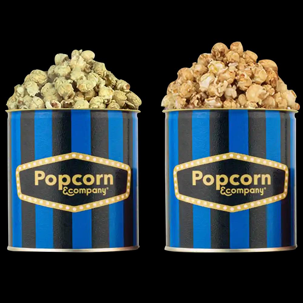 Popcorn & Company Festive Gift Combo Pack of 2 Tins (Caramel Crisp -130 Gm & Lemon Pepper Popcorn - 80 Gm) - 210 Gm