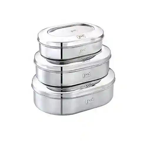 JVL Stainless Steel Kitchen Storage Costa Capsule Shape Container Box with Steel Lid