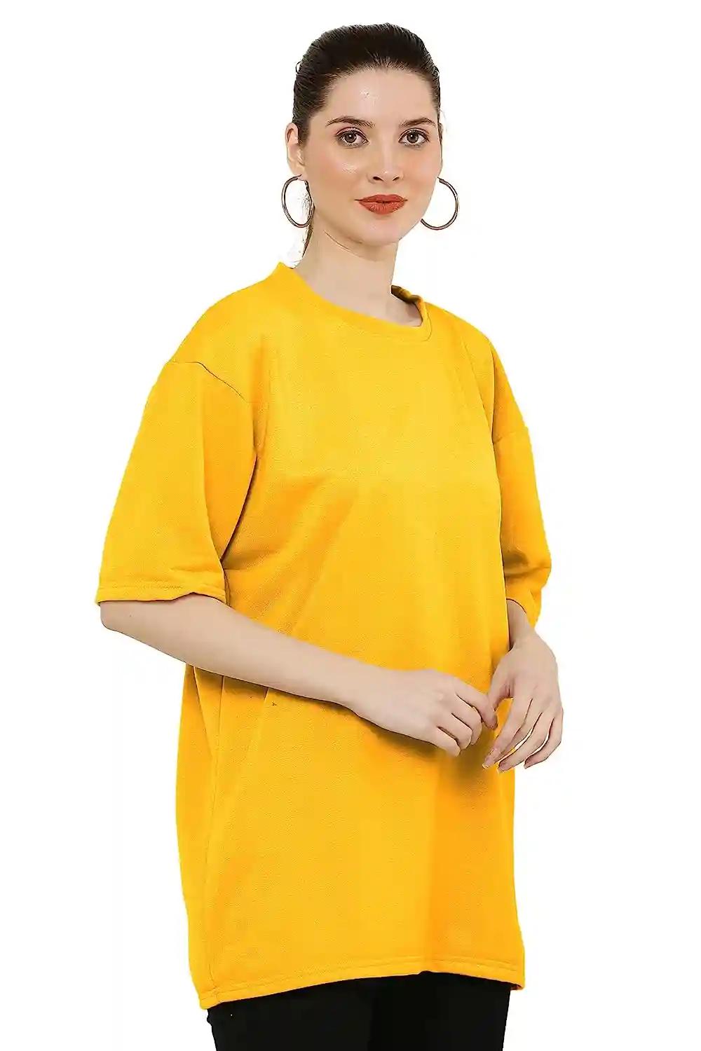 Cotton Oversized T-Shirt for Women - Yellow(Small)