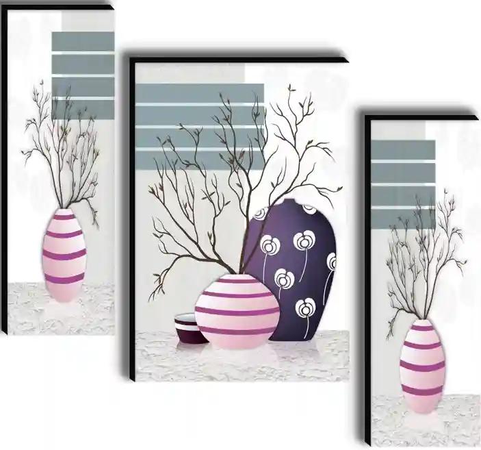 Framed Flower Vase Wall Painting for Home Decor - Pattern 191