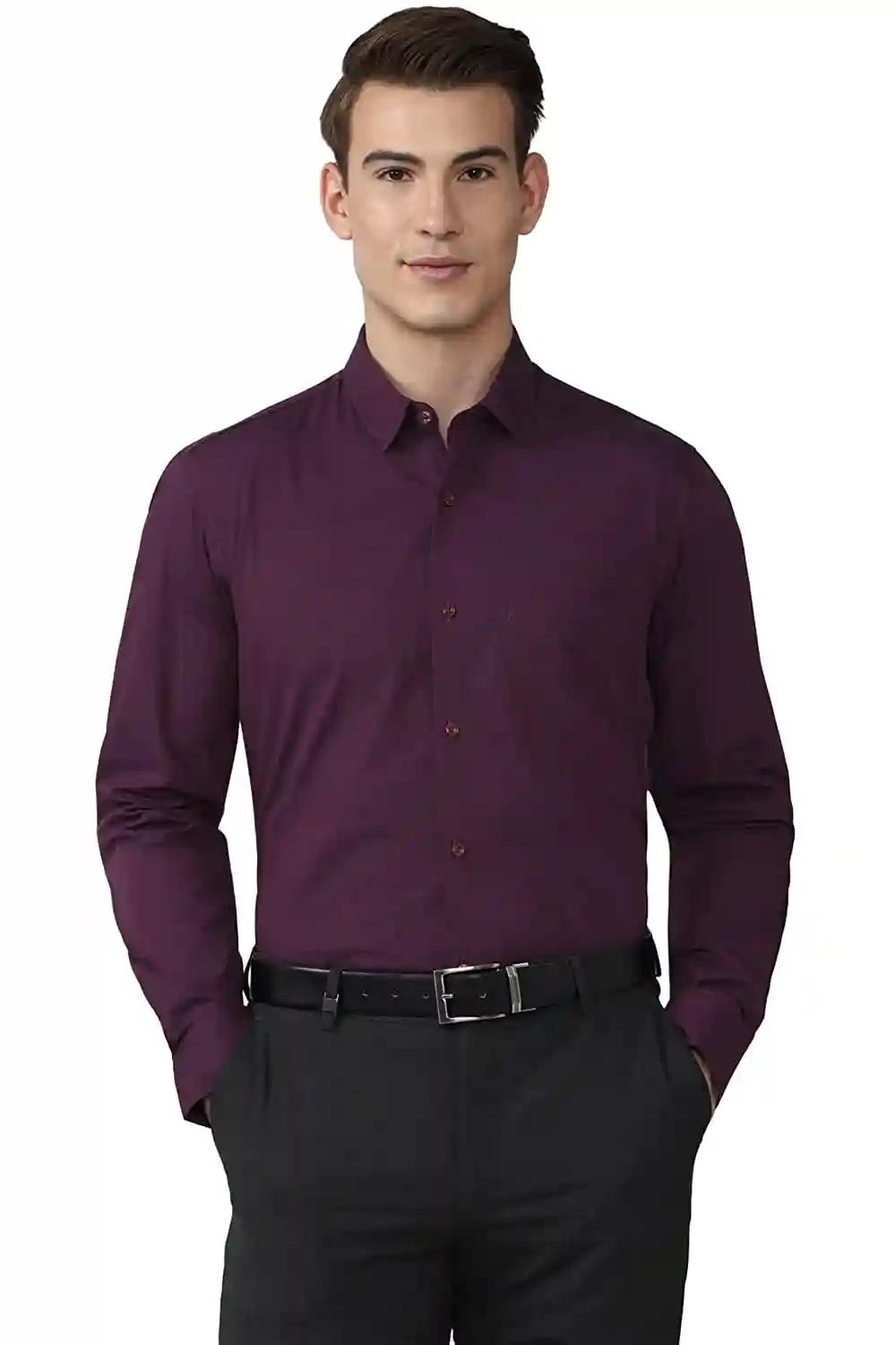 Cotton Shirt For Men - Purple (Small)