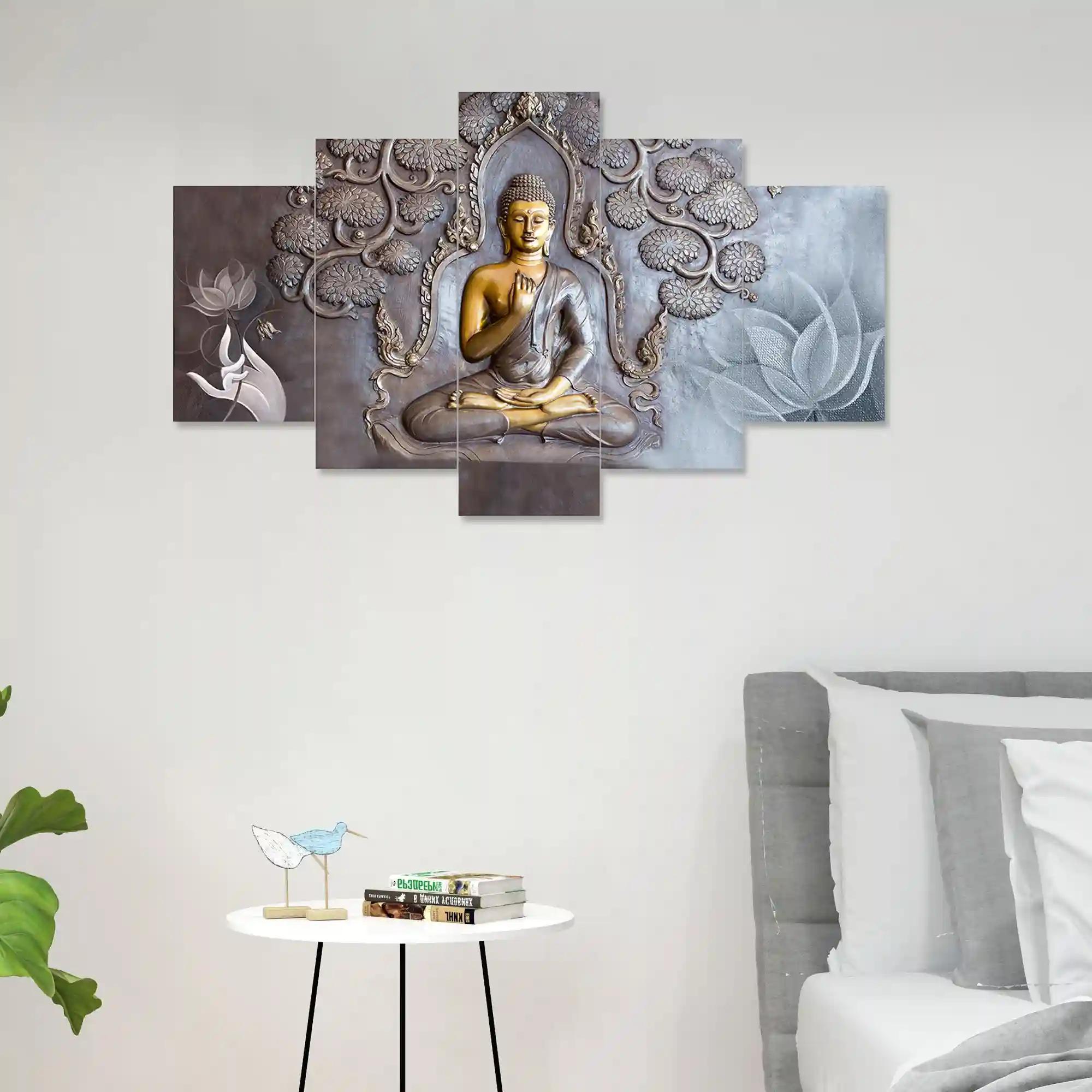 Sitting Buddha Wall Painting For Home Decoration Pack of 5 (119.5 x 60 Cm)- Pattern 104