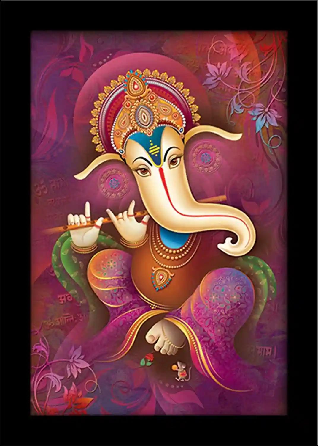 Ganesh Ji Wall Painting For Home Decoration Pack of 1 (50 x 35 Cm)- Pattern 146