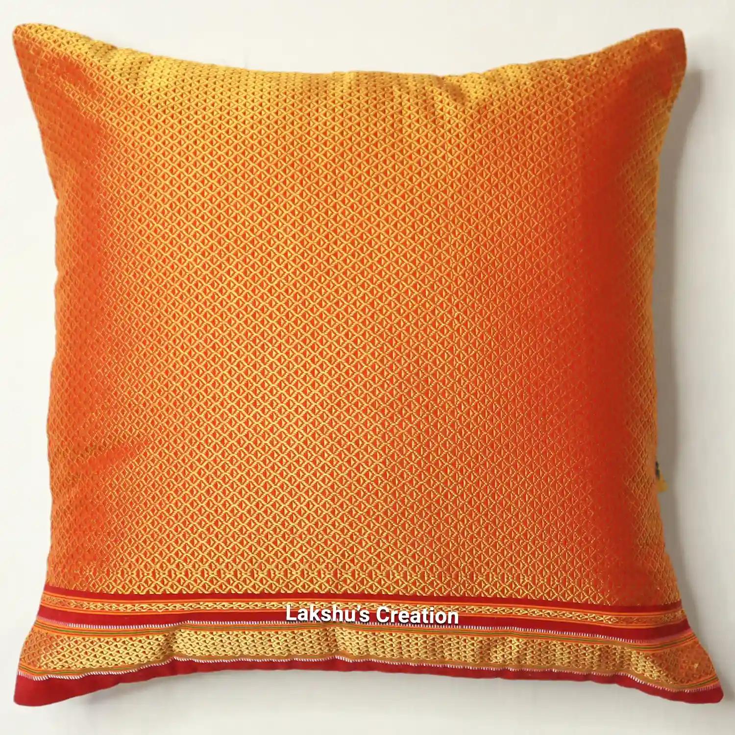 Designer Khun Cushion Covers - Light Orange (Pack of 1)