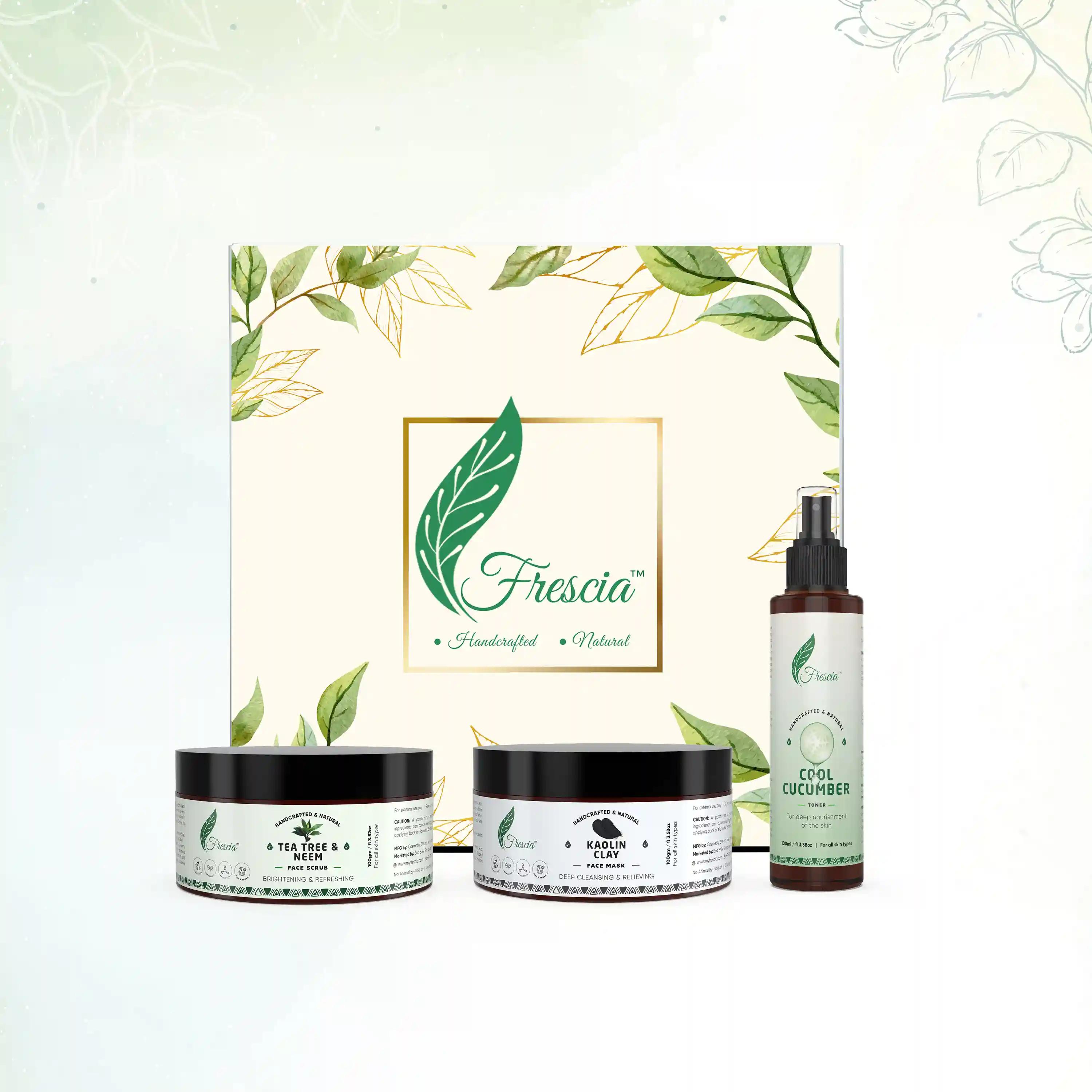 Customised Gift Set (3 items- Cucumber Toner, Kaolin Clay Mask, Tea Tree Neem Face Scrub)