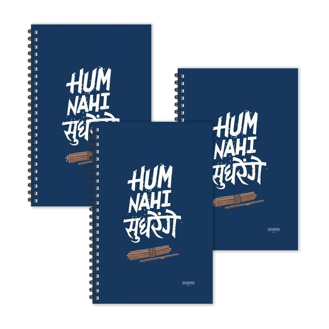 Hum Nahi Sudhrenge Hindi Quotes Ruled Diaries - Pack Of 3