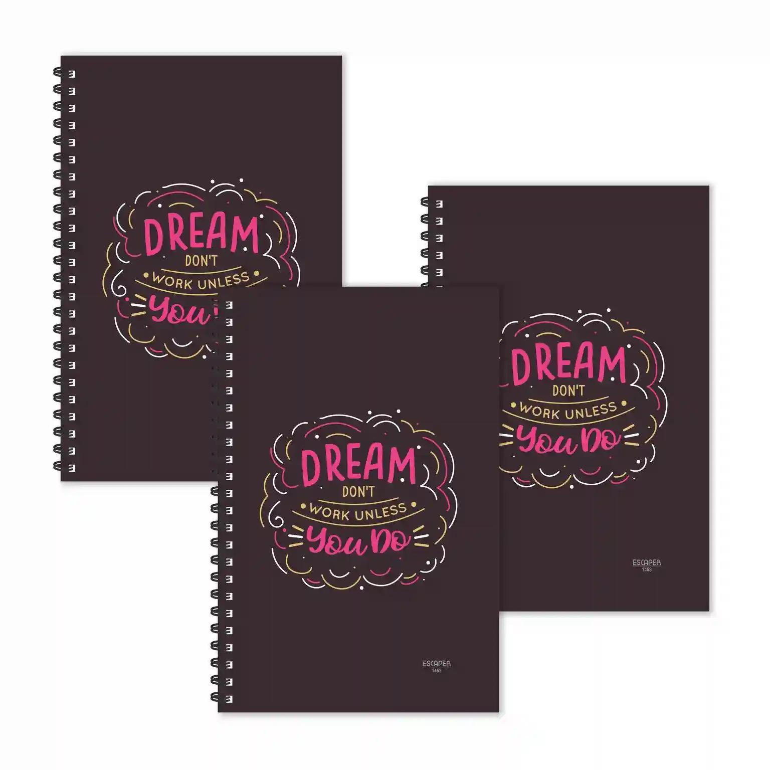 Dream Don'T Work Unless You Do, Ruled Diaries - Pack Of 3