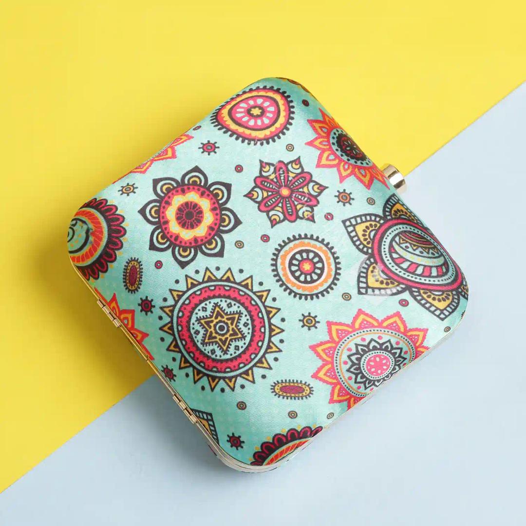 Stylish Printed Floral Clutch For Women - Multicolour