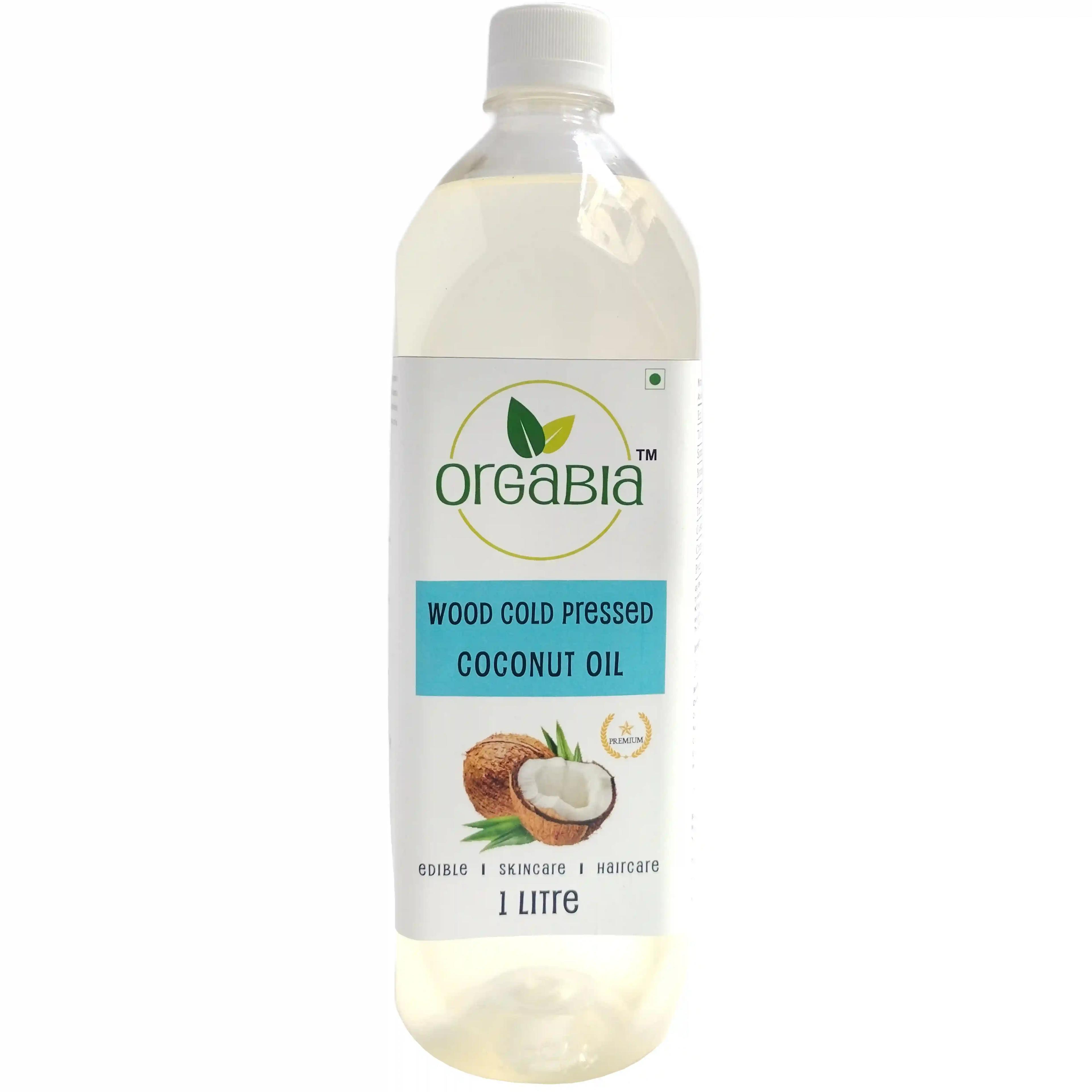 Orgabia Wood Cold Pressed Coconut Oil 1 Litre - 100% Pure & Natural Chemical Free Cold Pressed Coconut Oil for Daily Use.