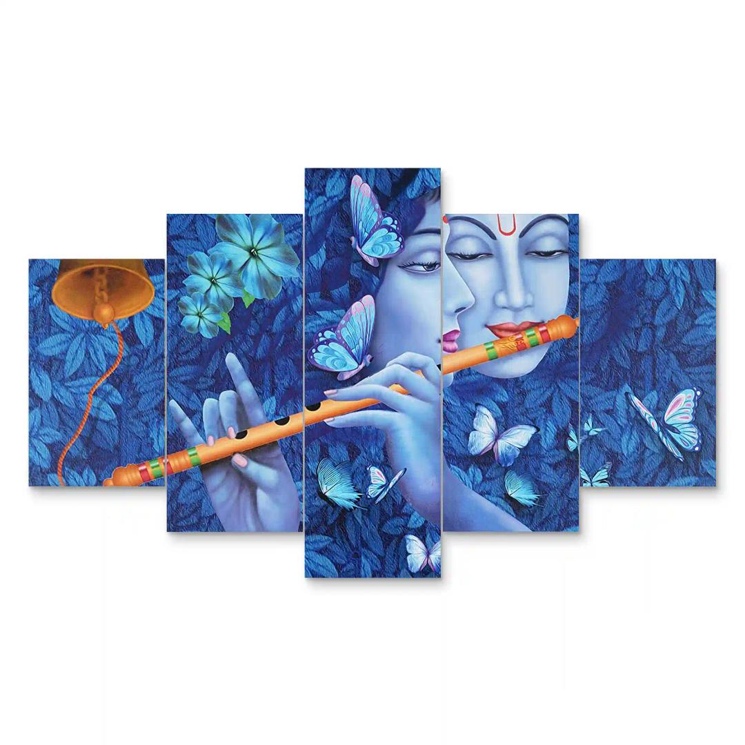 Krishna Ji Wall Painting For Home Decoration Pack of 5 (119.5 x 60 Cm)- Pattern 136